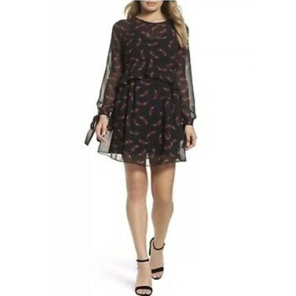 NWT Sam Edelman Feather Black Babydoll Dress New - Picture 2 of 6